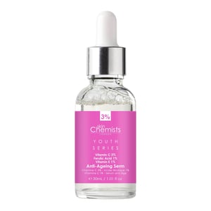 skinChemists Jeugdserie Anti-Verouderingsserum Vitamine C 3%, Ferulinezuur 1%, Vitamine E 1% 30ml