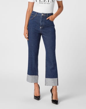 Denim Trousers Loose Fit Cufffed Monogram