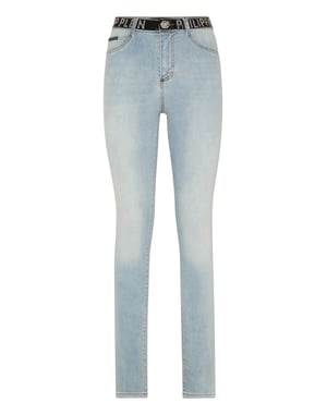 Denim Strass Band High Waist Jegging Trousers