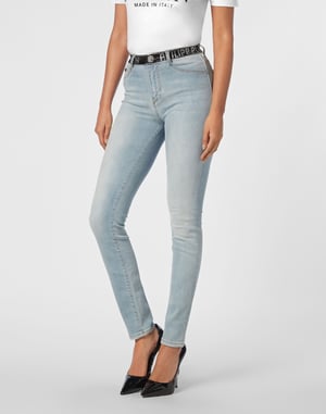 Denim Strass Band High Waist Jegging Trousers