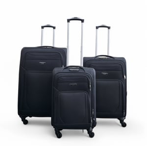 Zachte, lichtgewicht zwarte nylon reiskoffer met 4 wielen, vakantiekoffer