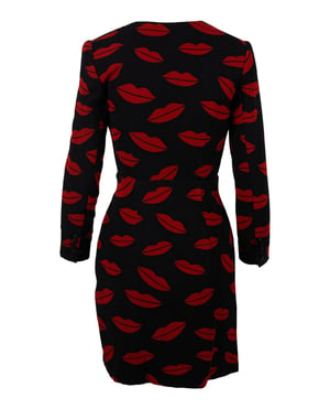 Saint Laurent Lippenprint Zijden Wikkeljurk