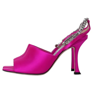 Jimmy Choo Saeda 90 Sandalen met Kristallen Ketting Versiering in Roze Satijn