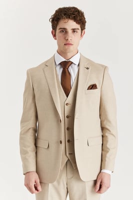 Beige lichtgewicht zomerblazer met één rij knopen voor heren