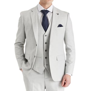 Zilveren lichtgewicht zomerblazer met één rij knopen voor heren