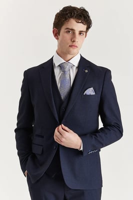 Marineblauwe herenblazer Prince of Wales formele blazer