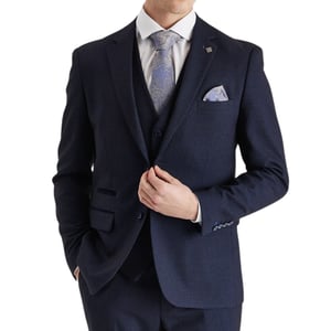 Marineblauwe herenblazer Prince of Wales formele blazer