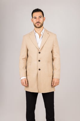 Herenjas met reverskraag en beige wolmix