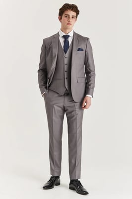 Heren grijze getailleerde broek, slim formeel