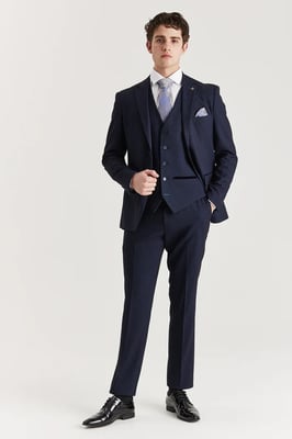 Heren marineblauwe kostuumbroek Prince of Wales formele broek