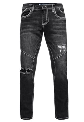 Jeansbroek "NISHO" straight fit biker katoen stretch