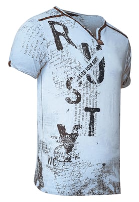T-shirt met V-hals, suède details en een patroon van klinknagels