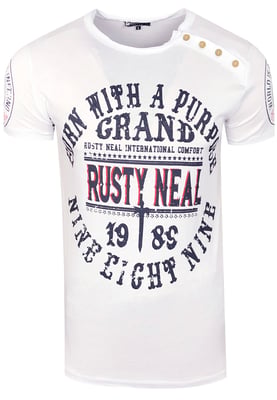 T-shirt met ronde hals, knoopsluiting en voorbedrukte voorkant