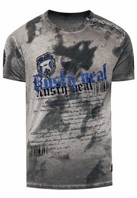 T-shirt met logo-print en knoopsluiting