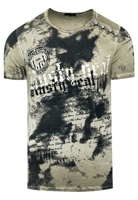 T-shirt met logo-print en knoopsluiting