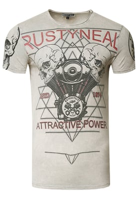 Rocker T-shirt licht gewassen met schedelprint
