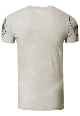 Rocker T-shirt licht gewassen met schedelprint