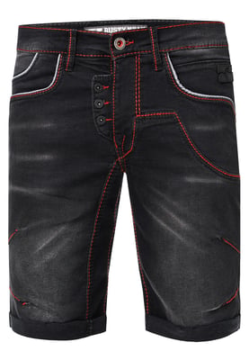 Jeansshorts "RUBEN" met contrastnaad en open knoopsluiting