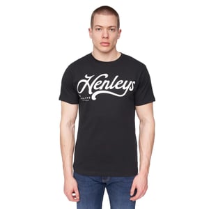 Henleys Heren Scripthen Logo T-Shirt (Zwart)