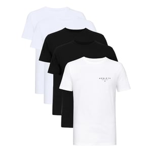 Henleys Heren Hencinq A T-Shirt (Set van 5) (Wit/zwart)