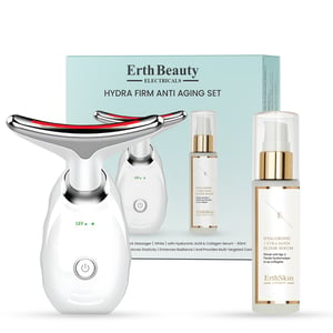 Hydra Firm Anti-Aging Set ( Leeftijds-VERJONGENDE GEZICHTS- EN HALSMASSAGER - wit met HA Serum)
