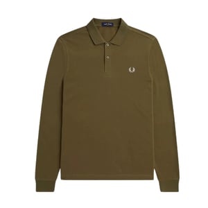 Fred Perry Uniform Groen Lange Mouw Effen Poloshirt