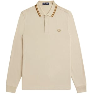 Fred Perry Long Sleeve Twin Tipped Oatmeal Beige Poloshirt