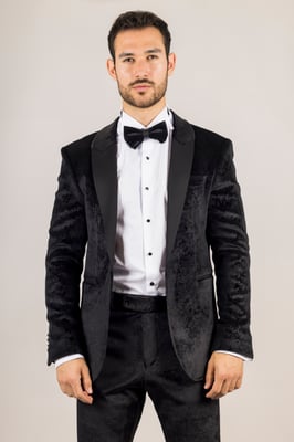 Heren Zwarte 3-Piece Fluwelen Trouw Tuxedo Formele Costume