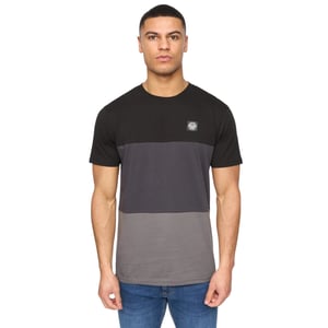 Henleys Heren Henpanel Kleurblok Katoenen T-Shirt (Zwart)