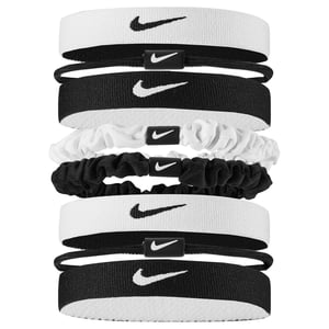 Nike Gemengde Flexibele Classic Haarnel (Verpakking van 8) (Zwart/Wit)