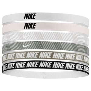 Nike Classieke Gedrukte Flexibele Haarband (Verpakking van 6) (Wit/Roze)
