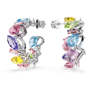 Swarovski 'Gema' Vrouwen Hoepel Oorbellen van Basismetaal - Zilver 5692412