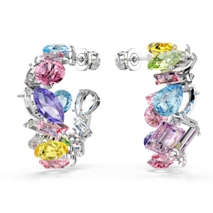 Swarovski 'Gema' Vrouwen Hoepel Oorbellen van Basismetaal - Zilver 5692412