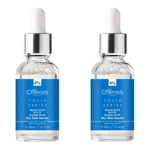 skinChemists Jeugd Serie Droge Huid Serum Marula Olie 4%, Q10 1%, Rozenbottelolie 4% 30ml x 2 Duo Pack
