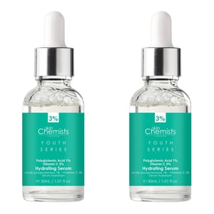 skinChemists Jeugdserie Hydraterend Serum Polyglutamaatzuur 1%, Vitamine C 3% 30ml x 2 Duo Pack
