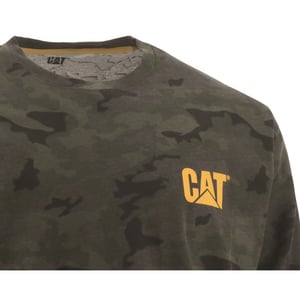 Caterpillar Merk Banner Lange Mouw Katoenen Heren Groene T-shirt