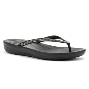 FitFlop Iqushion Sparkle Rubberen Dames Zwarte Flip-Flops