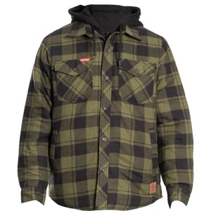 Hard Yakka Gequilted Flanellen Shacket Heren Groene Overhemdjas