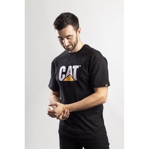 Caterpillar Merkteken Logo Katoenen Zwarte T-Shirt voor Mannen