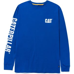Caterpillar Merkenbanner Lange Mouwen Katoenen Heren Blauwe T-shirt