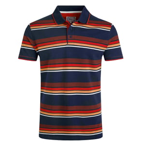 Weird Fish Heren Sunbury Stripe Organic Cotton Polo Shirt (Donkerblauw)