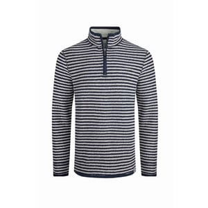 Weird Fish Heren Shorling Stripe Macaroni Quarter Zip Trui (Ecru)