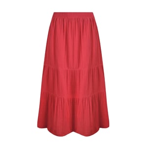 Weird Fish Dames/Dames Lathika gestaffelde organisch katoenen midirok (Crimson)