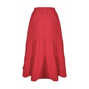 Weird Fish Dames/Dames Lathika gestaffelde organisch katoenen midirok (Crimson)
