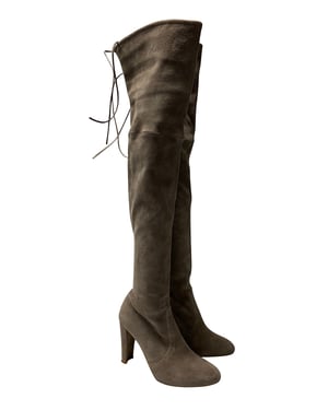 Stuart Weitzman Highland Over The Knee Laarzen in Grijs Suède