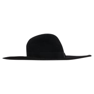 Saint Laurent Riem Band Platter Rand Hoed in Zwart Wol