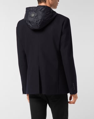 Waterafstotende wollen blazer met capuchon