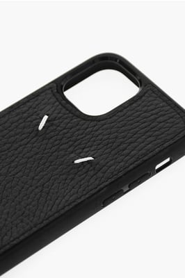 MM11 Gestructureerd leren 12 Mini iPhone-hoesje in zwart
