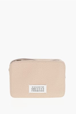 MM11 Gestructureerde leren 5A crossbodytas met canvasdetail in roze
