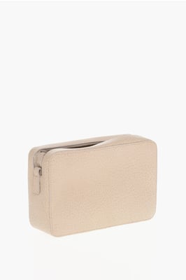 MM11 Gestructureerde leren 5A crossbodytas met canvasdetail in roze